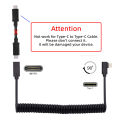 Head extension cable Electric male to Ty cable Micro stretch coil suitable for gaming keyboard USB-C keyboard and mouse cable USB pe-C mother source data. 
