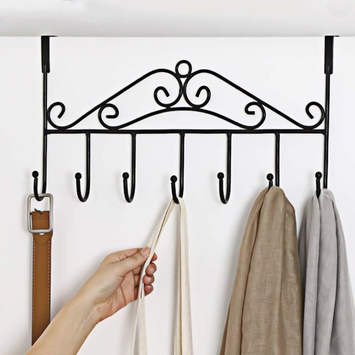 Over%20Door%20Hanger%20with%207%20Hooks%20metal%20hanger%20easy%20Install%20&%20remove%20Hanging%20Storage%20Rack%20for%20Hat,%20Coats,%20Purses,%20Scarves,%20Clothes,%20Jackets,%20Belt,%20towel,%20shirt%20nail%20free%20self%20adhesive%20-%20Image%202