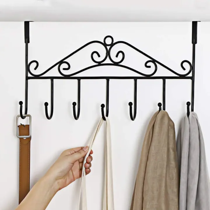 Over%20Door%20Hanger%20with%207%20Hooks%20metal%20hanger%20easy%20Install%20&%20remove%20Hanging%20Storage%20Rack%20for%20Hat,%20Coats,%20Purses,%20Scarves,%20Clothes,%20Jackets,%20Belt,%20towel,%20shirt%20nail%20free%20self%20adhesive%20-%20Image%202