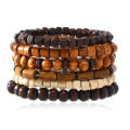 Men Retro Folk Style Jewelry Design Diverse Multi-color Multi-layer Suit Wooden Beads Elastic Bracelet Jewelry For Men. 