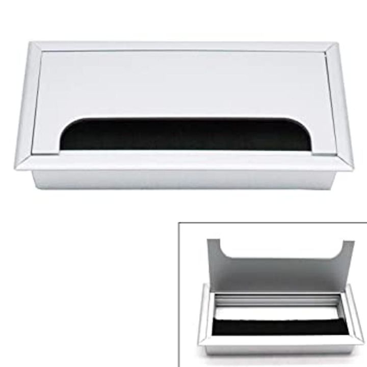 Computer%20Desk%20Office%20Table%20Wire%20Cap%20/%20Wire%20Cover%20Aluminium%20Rectangle%20with%20Black%20Brush%2011%20X%203%20-%20Image%203