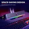 GXTrust Gaming Thorne Soundbar with RGB Lighting 12W, Stereo Computer Boxes, Jack 3.5 mm AUX, Compact 2.0 PC Speaker USB for Desktop, Laptop. 