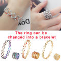 2 In 1 New Creative Magic Stretchable Ring Bracelet For Women Charm Shiny Crystal Retractable Bracelets Rings Jewelry Gift. 