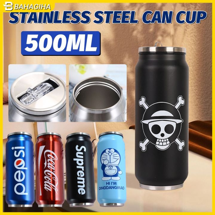 【Bahagiha】【Ships Within 24 Hours】500ml Insulation Cup With Straw Creative 304 Stainless Steel Vacuum Thermos Cup Coca-Cola Pepsi Doraemon Thermos Bottle Outdoor Sports Fitness Travel
