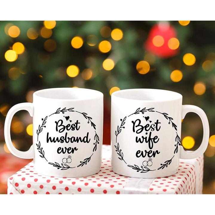 A Pair of Tea Coffee Milk Mugs Best Husband ever Love Quote for