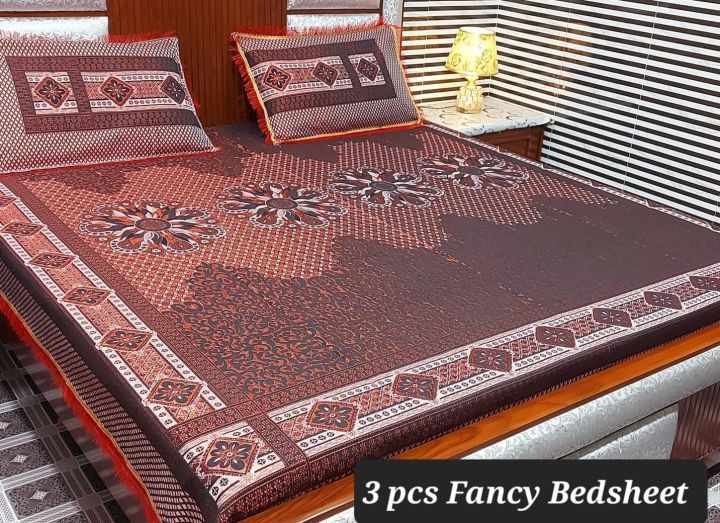 Washable Fancy Bed sheets Of High Quality Imported 3 Piece