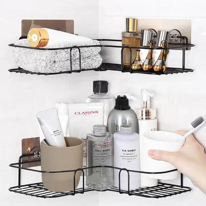 Bathroom Shelf Corner Wall Mounted Shower Shelves Shampoo Kitchen Organizer Storage Rack Holder Punch-Free Bathroom Accessories
