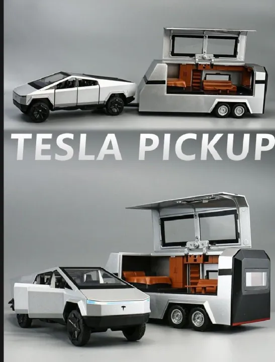 1:32%20Diecast%20Tesla%20Cyber%20Truck%20with%20Quad%20Bike%20and%20Pickup%20Trailer%20RV%20Set%20Model%20Toy%20%7C%20Alloy%20Metal%20Body%20%7C%20Music%20and%20Lights%20-%20Image%203
