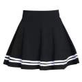 OIMG Women Fashion Solid Color High Waist Stripe Pleated A Line Mini School Skirt. 