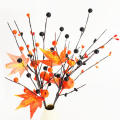 Pistil (Stone Powder) Halloween Pumpkin Maple Leaf Arrangement Eco-Friendly Wire Rod Pumpkin (Foam) Black Orange Berries. 