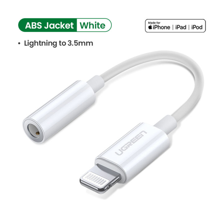 Ugreen MFi Lightning to 3.5mm Headphones Adapter for iPhone 16 Pro 15 Aux 3.5mm Jack Cable for Lightning Adapter Accessories-Black/White/Grey