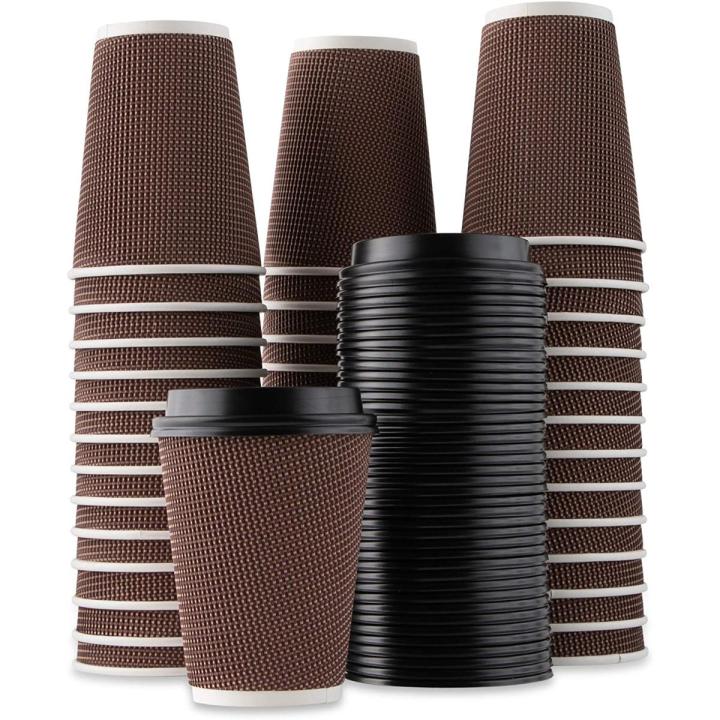 Disposable Stylish Printed Ripple Coffee Cups with Lid/Cover - Multipurpose