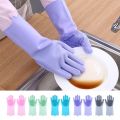 Magic Silicone Dishwashing Scrubber Dish Washing Sponge Rubber Scrub Gloves Kitchen Cleaning. 