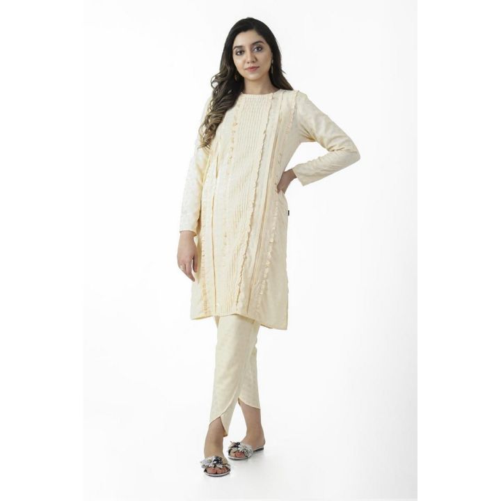 EGO Fall Collection 2019  Creamy 2 Piece  Cream Brochia 2Pcs Stitched For Women