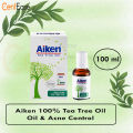 Aiken Tea Tree Oil (10ml) - 100% Pure Natural Oil for Lice Treatment, Acne & Skin Care - Kills Lice & Eggs Fast - Safe for Kids & Family - Anti-Dandruff, Anti-Itch Scalp Solution- Best for Hair Growth, Fungal Infections & Pimple Control. 