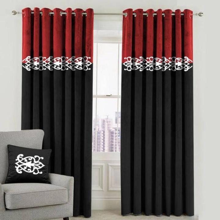 velvet curtain black & red