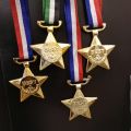 Pack of 4 Medal - Sports Reward -Plastic Medal with 2 Color Strip - Emboded medal - Star Shaped model - Sport medal. 