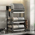 Dish Drying Rack with Draining Board, Rustproof Kitchen Storage Organizer, Multi-Functional Sink Side Dish Rack, Compact Kitchen Dish Rack Drainboard Set Large Rust-Proof Dish Drainer with Utensil Holder. 