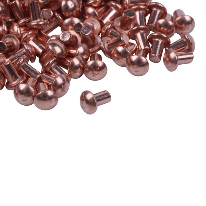 Uxcell 100 Pack 1/8 " X 35/64" Round Head Copper Solid Rivets Fasteners - View #10