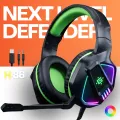 RAZOR - RGB Gaming Headphones 3.5mm With USB Earphone Surround Stereo Headphone for PC, PS4, Xbox One, Ergonomic Design Over Ear with Mic Professional Headset For Gaming - One Click Pick. 