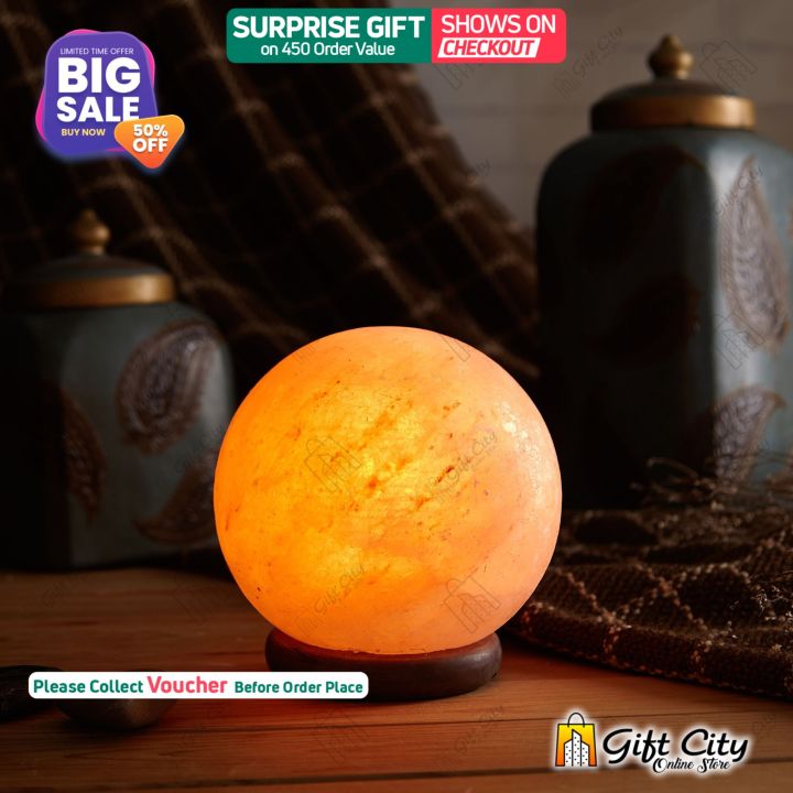 Gift City Presents Sphere 7 Color Changing USB Himalayan Salt Lamp for Home Decoration, Night Light, Work Desk Lamp, Salt lamp bulb, Rock salt lamp, Asthma and Allergy Patients to Clean Room Atmosphere - SL