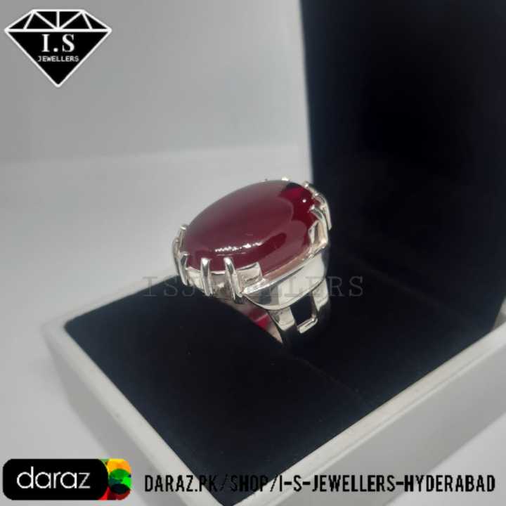 Anari Yaqoot Ring For Men , Big Size Anari Yakoot Men Ring , Dark Red Cabochon Ruby Ring , Handcrafted Ruby Gemstone Ring