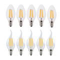 10PCS LED Filament Bulb E14 E27 E12 C35 C35L 220V 110 4W 6W Warm White Dimmable Glass 360 Degree Edison Retro Candle Light Blubs. 