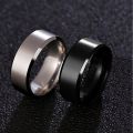 Pack of 2 Silver Stainless Steel and Black Titanium Rings For Men / Boys - Ring for Mens. 