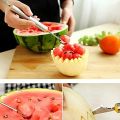 2 in 1 Melon Baller Scoop, Stainless Steel Fruit Carving Knife Ice Cream Scooper Kitchen Tool for DIY Fruit Salads and Desserts. 