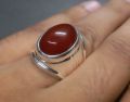 Natural Unheated Untreated Yemeni Deep Brown Aqeeq Ring Sterling Silver 925 Handmade Ring Brown Agate Ring Carnelian Ring Hakik Ring Chandi Ring Akik Ring Aqiq Ring Original Gemstone Ring for Men. 