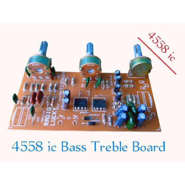 Bass Booster Board With 4558ic & Bass Tone Mid Treble Volume Control