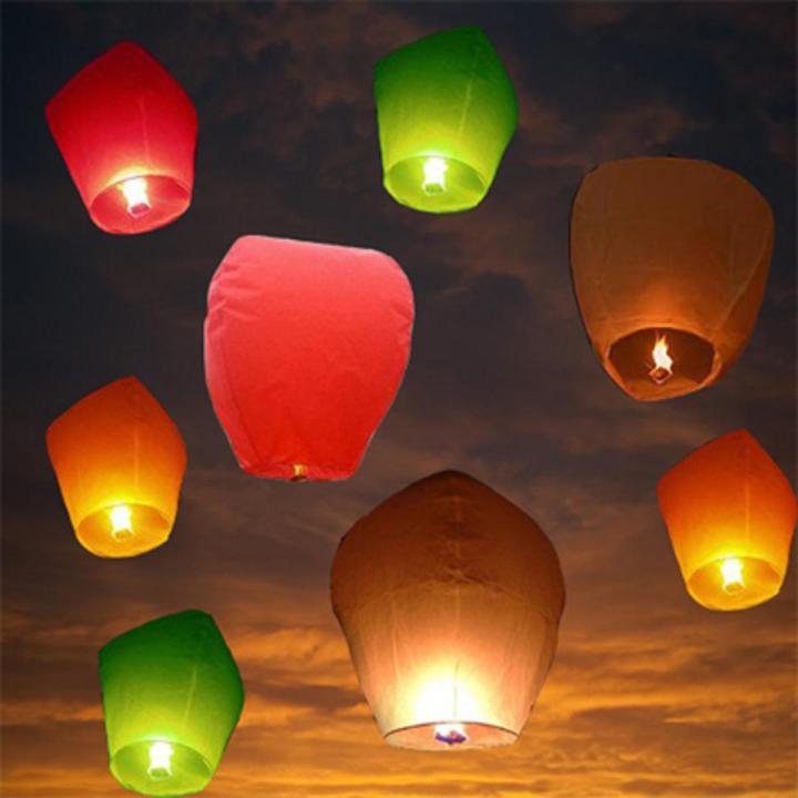 Pack of 5 Sky Lanterns, Air Balloon light, Special Effect on Birthday, Wedding, Bridals, Anniversary and Farewell Party, Candle lamp, fire balloons