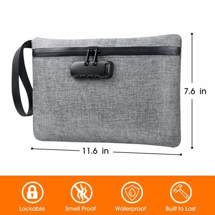 JDXHLAU Money Bag with Lock,11X7.5in Money Pouch for Travel Storage, Durable Smell Proof Bag with Zipper for Cash, Bank Deposits