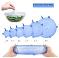 Silicone Stretch Lids, Reusable Bowl Lids Food Cover Wrap, BPA-Free Food Storage Cover for Platters, Dishes, Jars, Bowls, Pot and Fruits, Dishwasher, Microwave and Freezer Safe, 6-Pack-Multi color. 