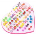 36Full box  Earings with Box and 6/12/24 Pair without Box (bagar boxx ky)Random Earrings, Cartoon heart shape packing Hypoallergenic Plastic and metal Stud Earrings Set for Women Girls. 