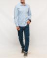 Light Blue Cotton Woven Shirt for Men. 