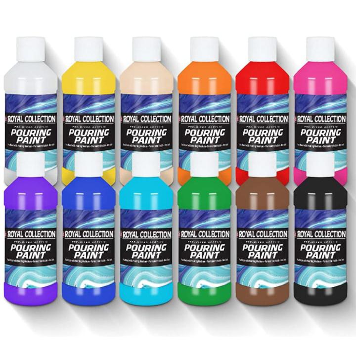 Royal Collection Pigments - Pack Of 12 Acrylic Paint - 120ml Each Bottle