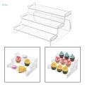 Acrylic Riser Display Shelf Clear Cupcake Stand Holder Dessert Shelf 3 Tier Shelf for Cosmetics. 