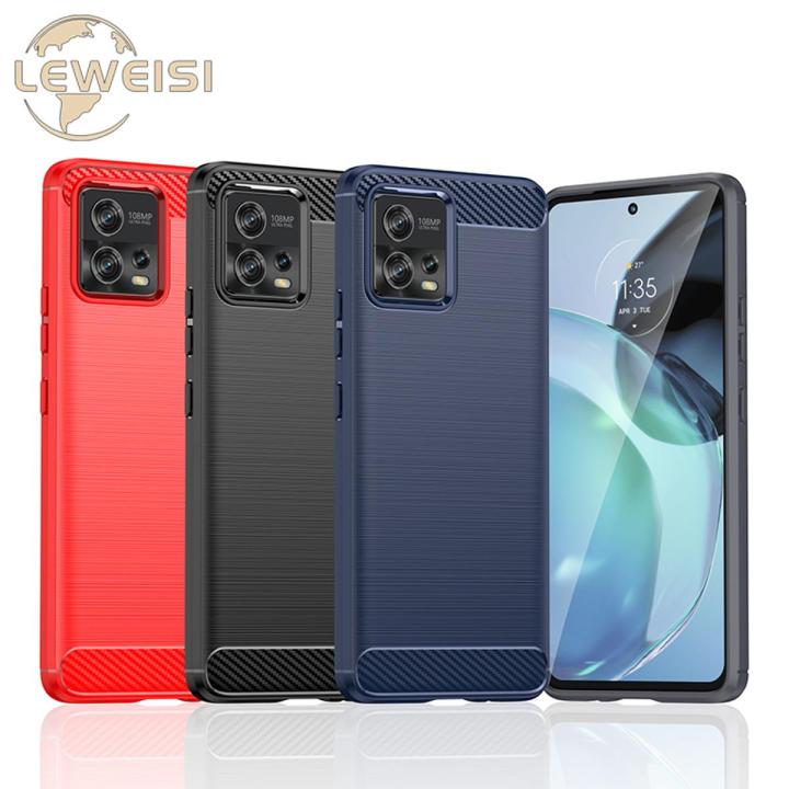 Leweisi Carbon Fiber Bumper Phone Case For Motorola Moto G72 Back Cover Coque Shockproof Protective