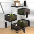 Rolling Kitchen Trolley Rotatable Storage Basket Slim Slide Out Pantry Storage Rack for Kitchen Bathroom Laundry Narrow Places. 