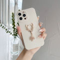 FELMYST Original Case For OPPO Realme C17 3D Metal Deer Head Elk Luxury Square Liquid Silicone Back Mobile Phone Casing Boy Men Gril Gift Soft Lens Protect Cover. 