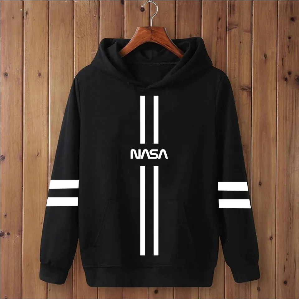 NASA printed fleece hoodie for men\boys drawstring casual pullover