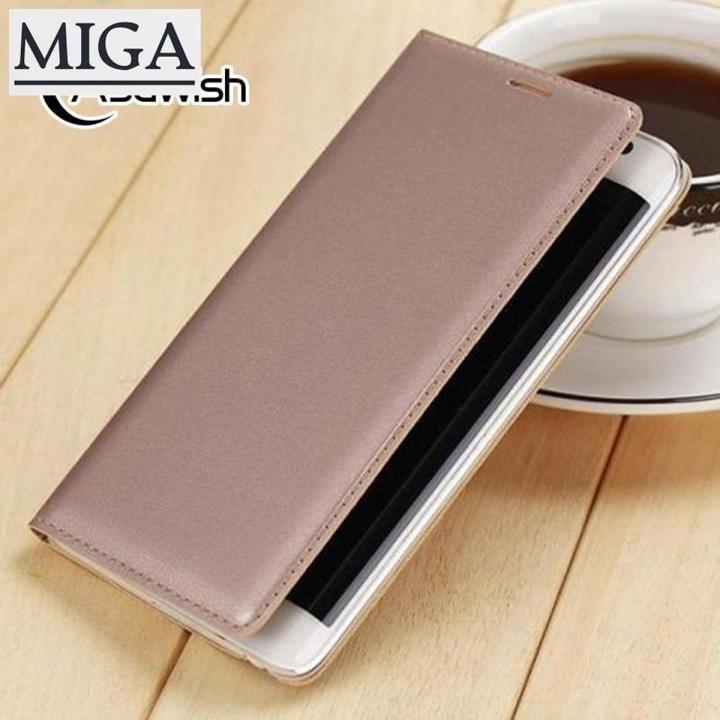 【Miga Plaza】 Flip Cover Leather Case For Samsung Galaxy Note Edge N9150 N915 N915F Slim Original Phone Case Wallet + Screen Protector - intl