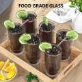 improted Glass Cups 16oz Ribbed Drinking Glasses with Lids and Glass Straws Glassware for Juice Cocktail  Iced Coffee Cups. 