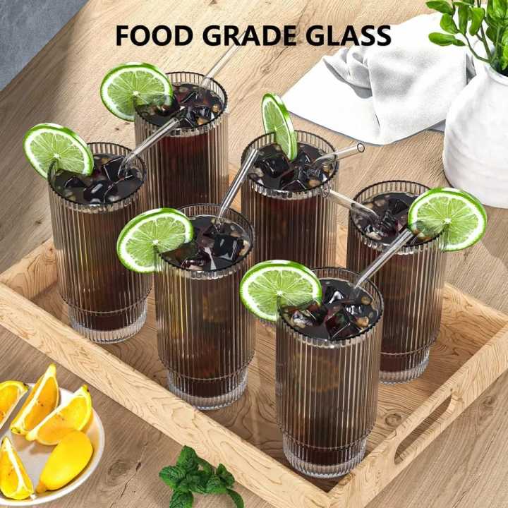 improted%20Glass%20Cups%2016oz%20Ribbed%20Drinking%20Glasses%20with%20Lids%20and%20Glass%20Straws%20Glassware%20for%20Juice%20Cocktail%20%20Iced%20Coffee%20Cups%20-%20Image%202