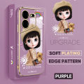 TA for Tecno Pova 5 Pro 5G Back Cover with Hand Strap Satchel Girl Luxury 6D Plating Case Side Pattern Soft Silicone Square Phone Cover. 