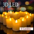 3D Dropping LED Candles with Free Cells Installed/ Included – 6 Pieces Pack. 