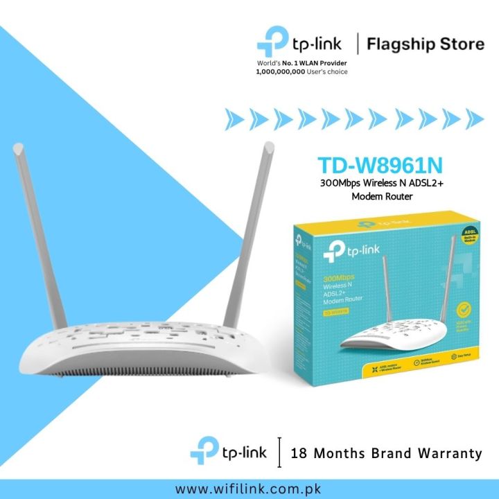 TP-Link DSL Modem Wi-Fi Router TD-W8961N 300Mbps Wireless N ADSL2+ Modem Router - 18 Months Brand Warranty