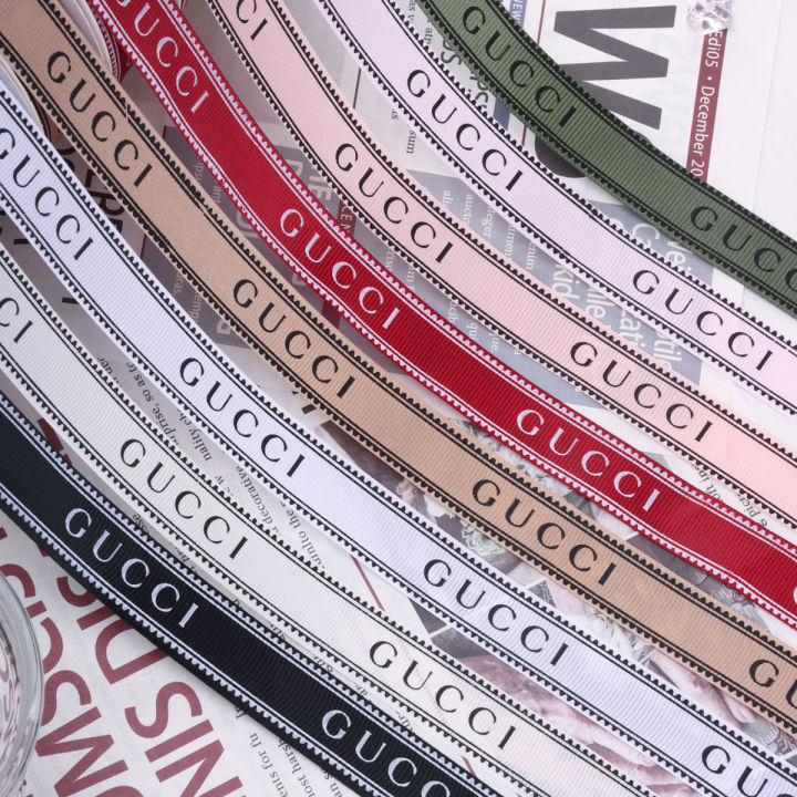 In stock 2cm printed ribbed ribbon English CC big name threaded ribbon ...
