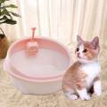 Cat Litter Box with High Side Comfortable with Easy to Clean, No Odor Sturdy Cat Sandbox Semi Enclosed Cat Toilet for Cats Indoor Cats. 